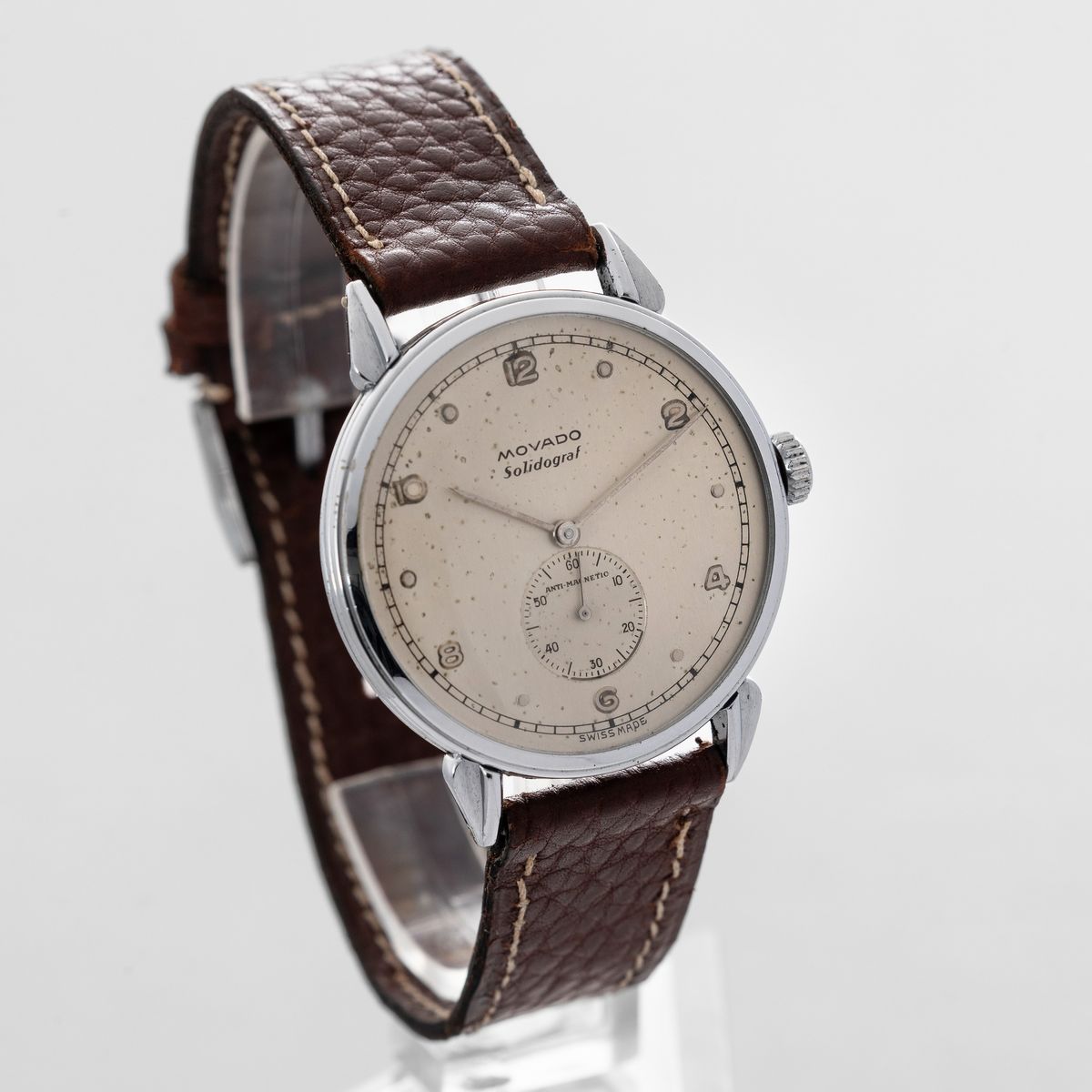 Movado - Solidograf Antimagnetico Fuori Misura, Solo Tempo con Piccoli Secondi, Quadrante Argentè...
