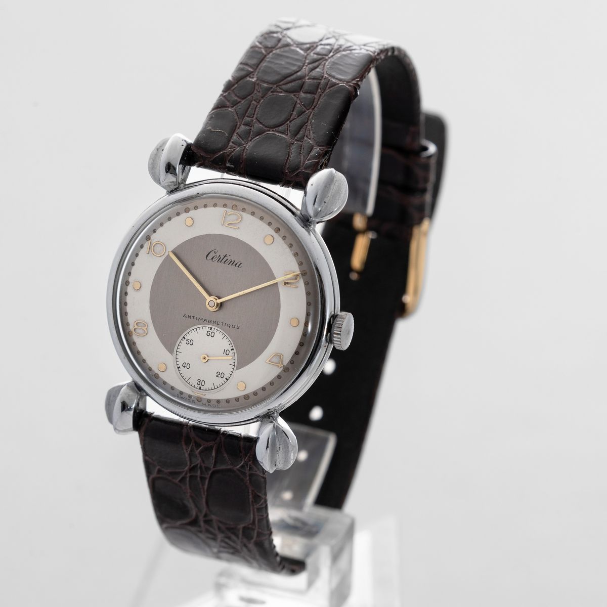 Certina - Inusuale Orologio con Anse 'fancy' Solo Tempo con Secondi in Basso, Quadrante Bitonale ...