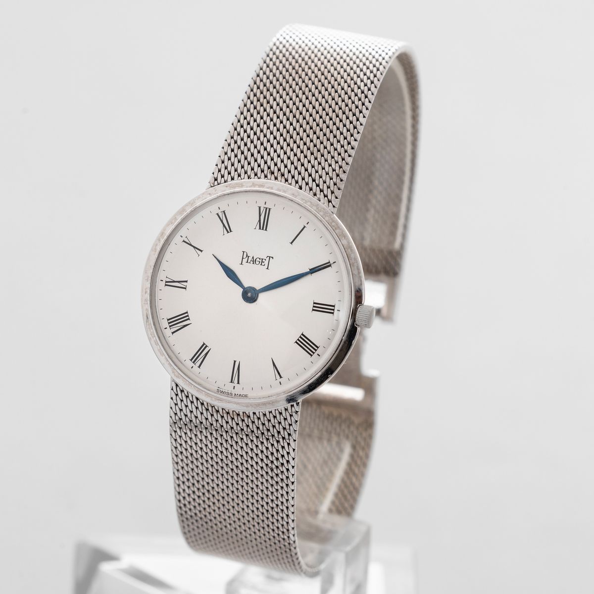 Piaget - Elegante Orologio Solo Tempo in Oro Bianco 18k con Bracciale Integrato, Quadrante Grigio...