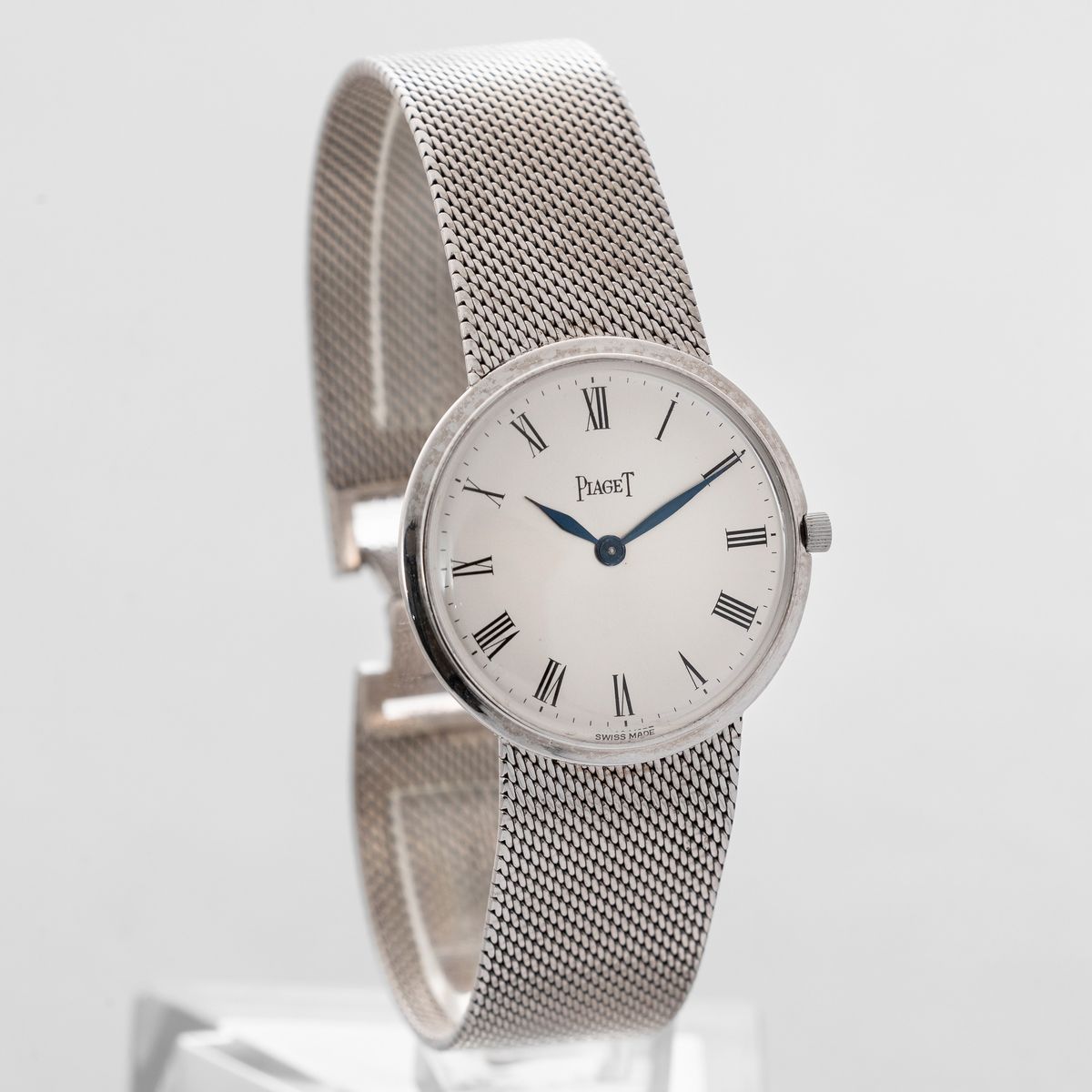 Piaget - Elegante Orologio Solo Tempo in Oro Bianco 18k con Bracciale Integrato, Quadrante Grigio...