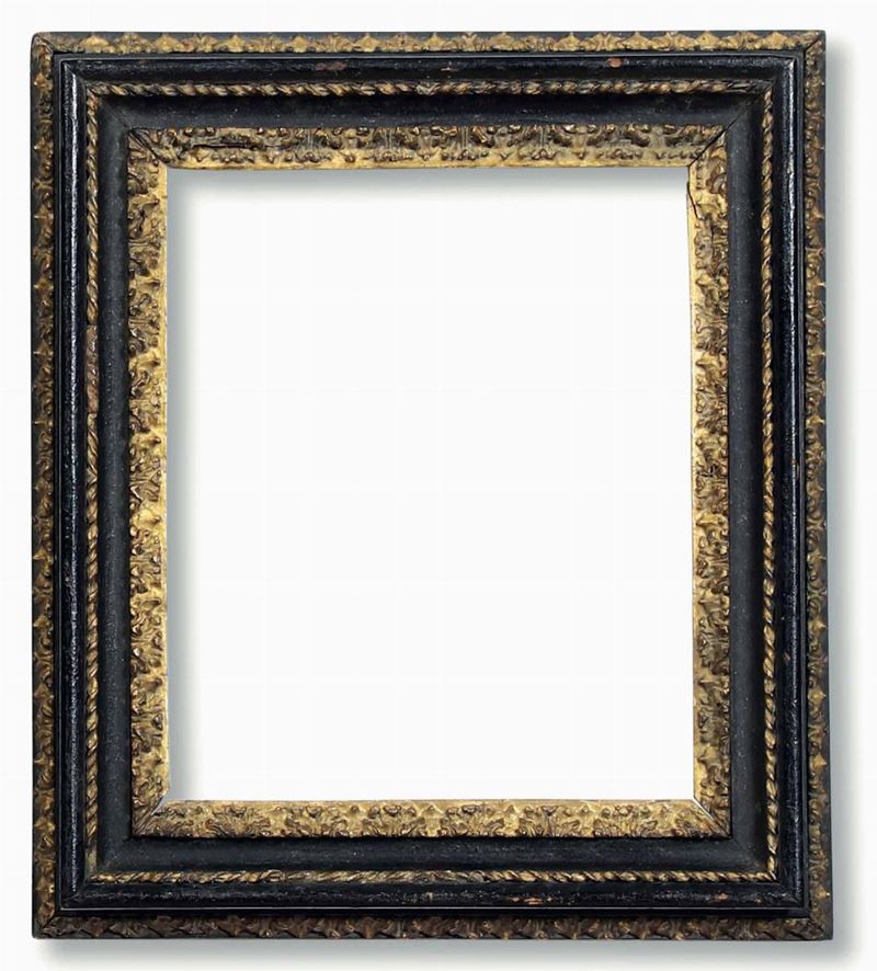Cornice modanata “Salvator Rosa” in legno ebanizzato e dorato. Napoli XVIII secolo  - Auction Frames - Cambi Casa d'Aste