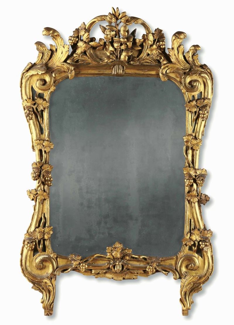 Specchiera con cornice in legno intagliato e dorato. Francia XVIII secolo  - Auction Frames - Cambi Casa d'Aste