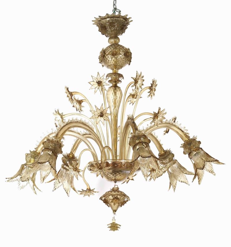 Lampadario a quattro bracci in vetro di Murano. XX secolo  - Auction Antique January - Cambi Casa d'Aste