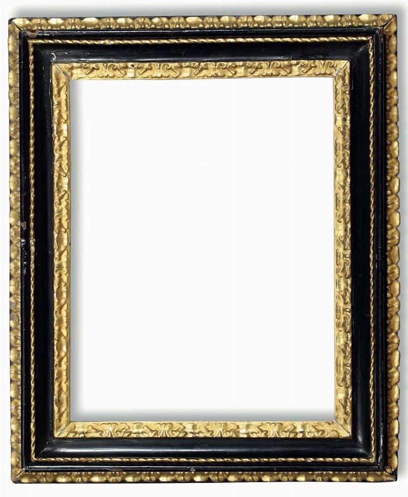 Cornice in legno intagliato, ebanizzato e dorato. Italia centrale XVIII secolo  - Auction Frames - Cambi Casa d'Aste