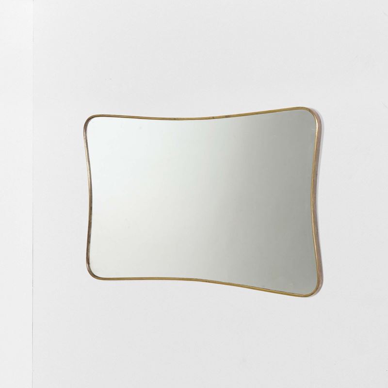 Specchio in vetro con profilo sagomato in ottone  - Auction Design Lab - Cambi Casa d'Aste