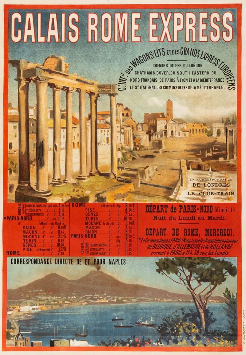 Calais Rome Express - Compagnie Int. Wagons-Lits.  - Auction POP Culture and Vintage Posters - Cambi Casa d'Aste