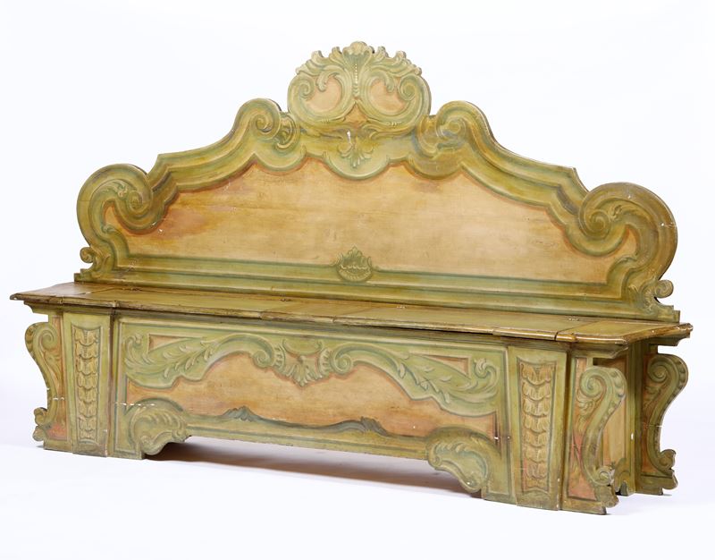 Panca in legno dipinto. XIX secolo  - Auction Dimore italiane | Cambi Time - Cambi Casa d'Aste