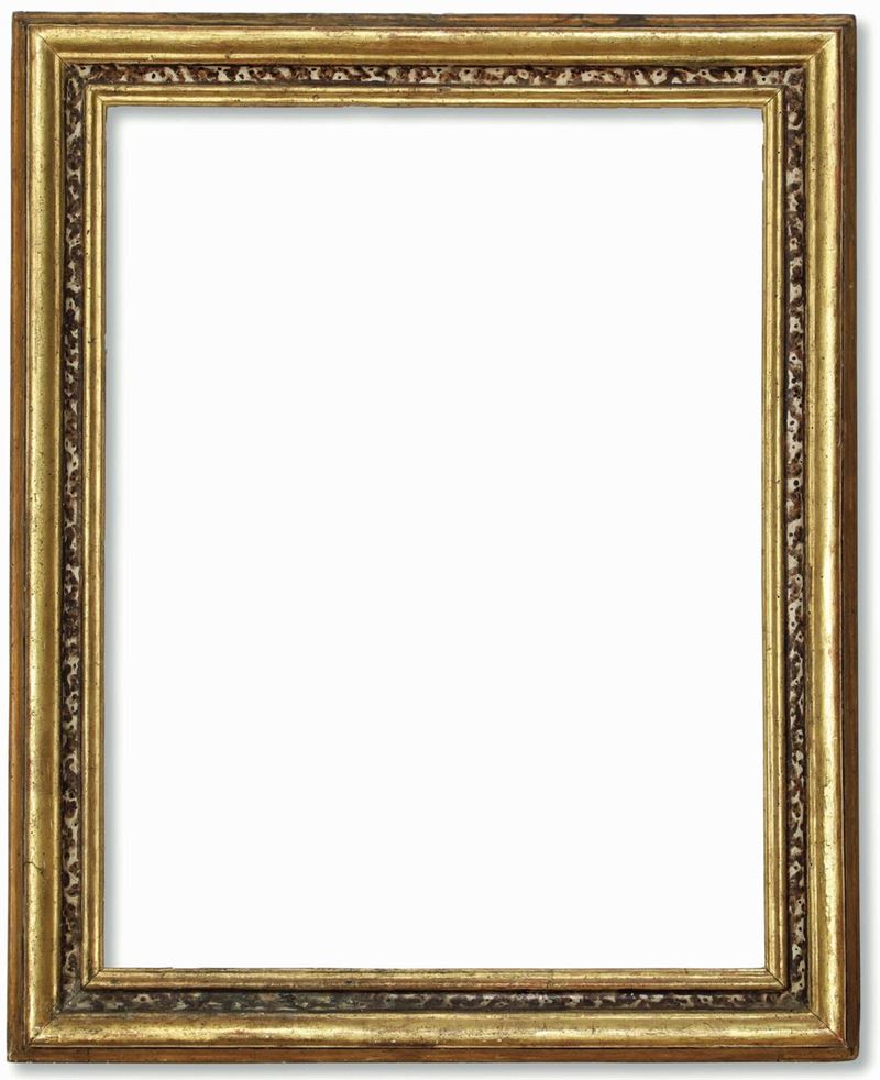 Cornice modanata “Salvator Rosa” in legno laccato e dorato. Marche XVII secolo  - Auction Frames - Cambi Casa d'Aste
