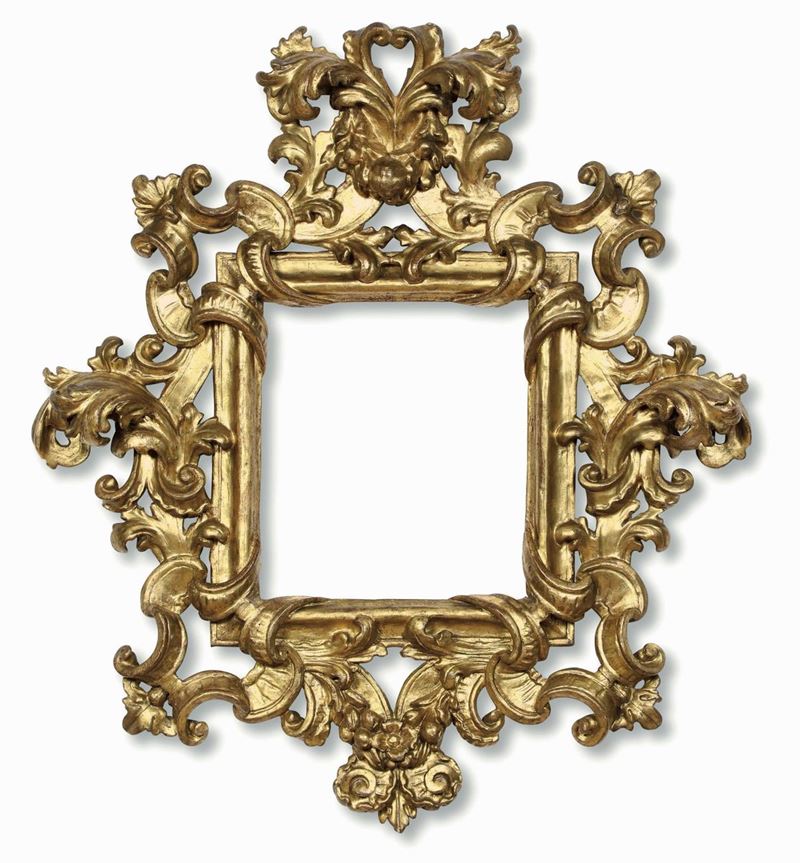 Cornice sagomata in legno intagliato e dorato. Emilia o Veneto XVII secolo  - Asta Cornici Antiche - Cambi Casa d'Aste