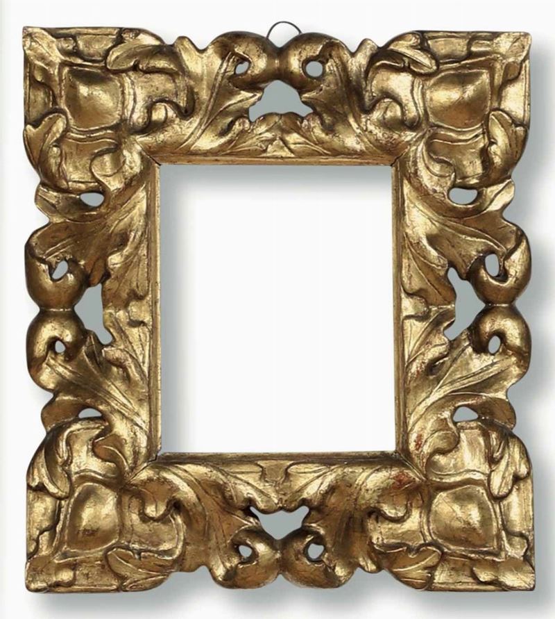 Cornice sagomata in legno intagliato e dorato. Toscana XVII secolo  - Auction Frames - Cambi Casa d'Aste
