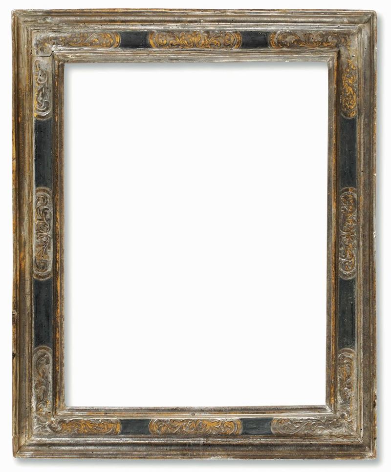 Cornice a cassetta in legno argentato e laccato. Toscana XVII secolo  - Auction Frames - Cambi Casa d'Aste