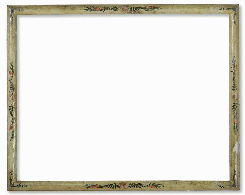 Cornice laccata a motivi floreali. Marche XVIII secolo  - Auction Frames - Cambi Casa d'Aste