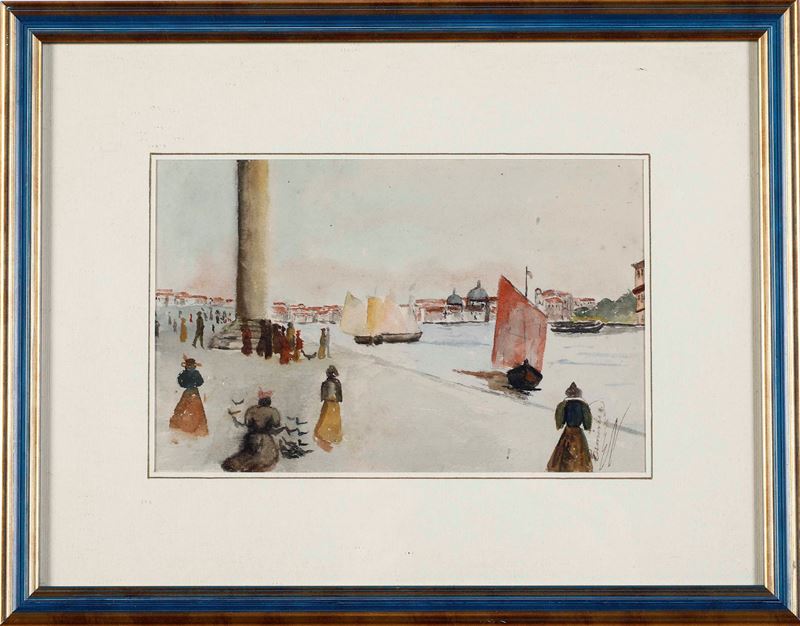 Pittore del XIX-XX secolo Venezia  - acquerello - Asta Dipinti del XIX-XX secolo - Cambi Casa d'Aste
