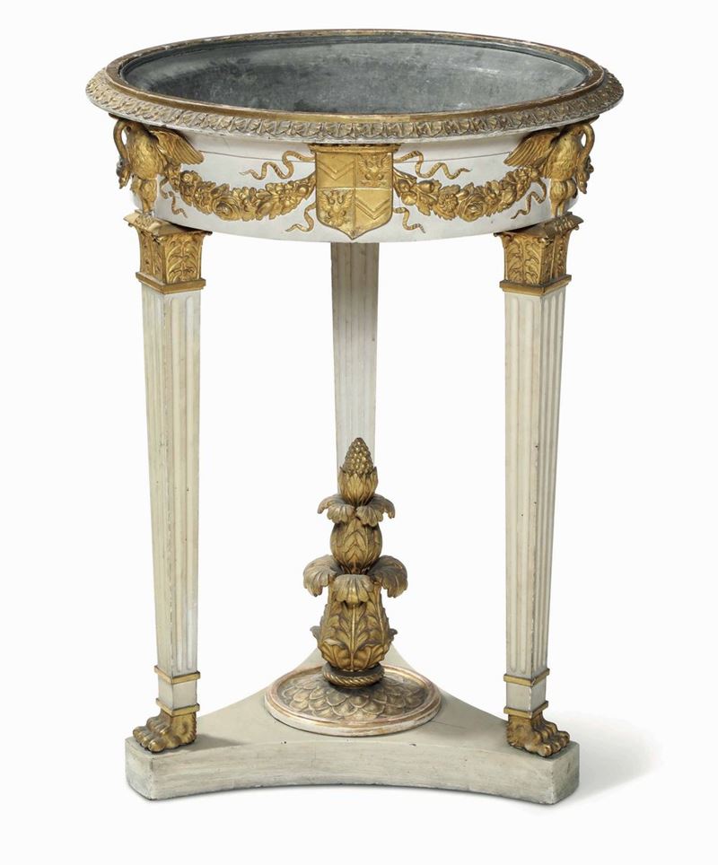 Fioriera in legno intagliato, laccato e dorato. XIX secolo  - Auction Italian Mansions - Cambi Casa d'Aste