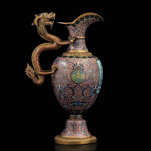 A cloisonné enamelled pitcher, China, Qing Dynasty