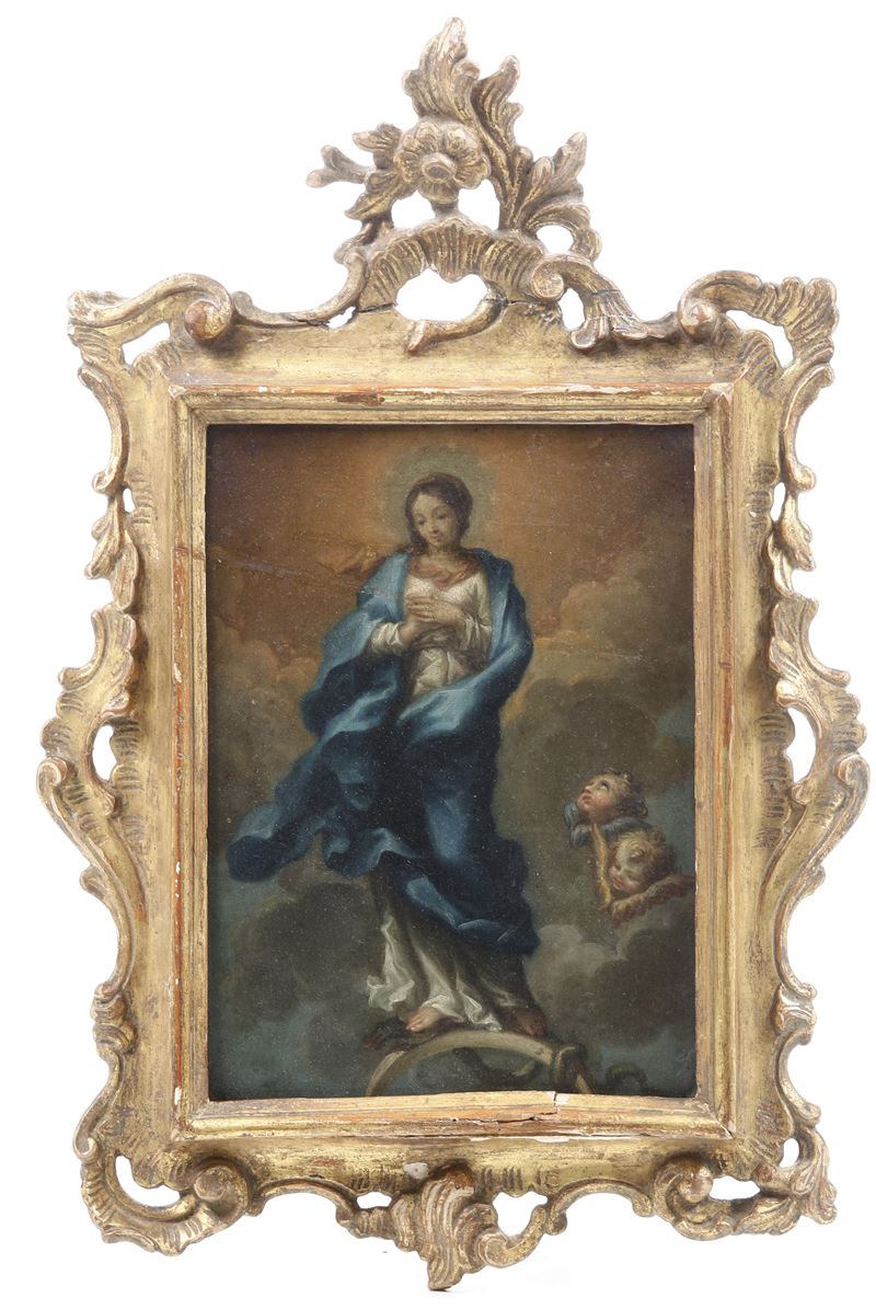 Scuola del XVIII secolo Immacolata Concezione  - olio su rame - Asta Pittura Antica - Cambi Casa d'Aste