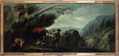 Paesaggio Alpestre con Muli