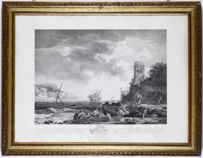 Le Bas- Robert Daudet. Vedute di Napoli e Posillipo, Francia Secolo XVIII
