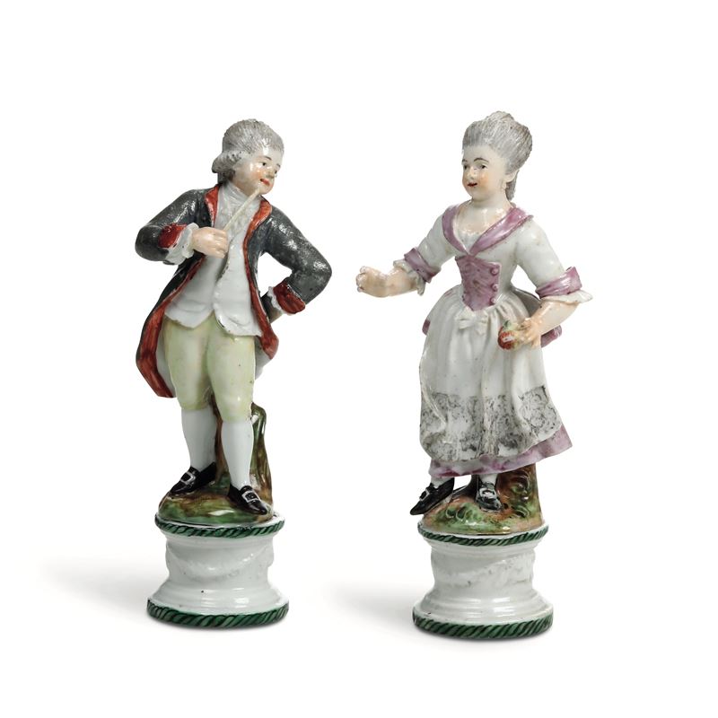Coppia di figurine  Nove, Manifattura Antonibon, gestione Parolin, 1781-1802    - Auction Majolica and Porcelains - Cambi Casa d'Aste