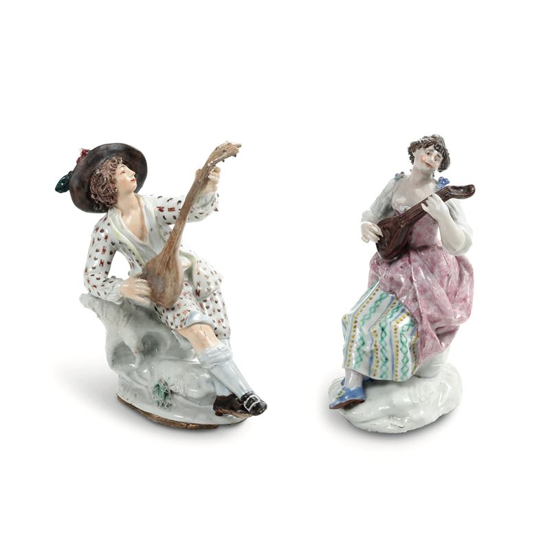 Coppia di figurine Nove, Manifattura Antonibon, gestione Parolin, 1781-1802    - Asta Maioliche e Porcellane - Cambi Casa d'Aste