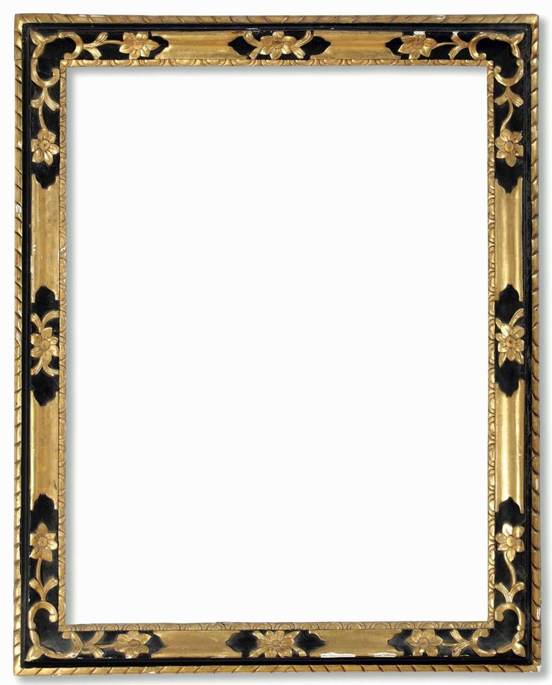 Cornice in legno ebanizzato e dorato. Italia XVIII secolo  - Auction Frames - Cambi Casa d'Aste