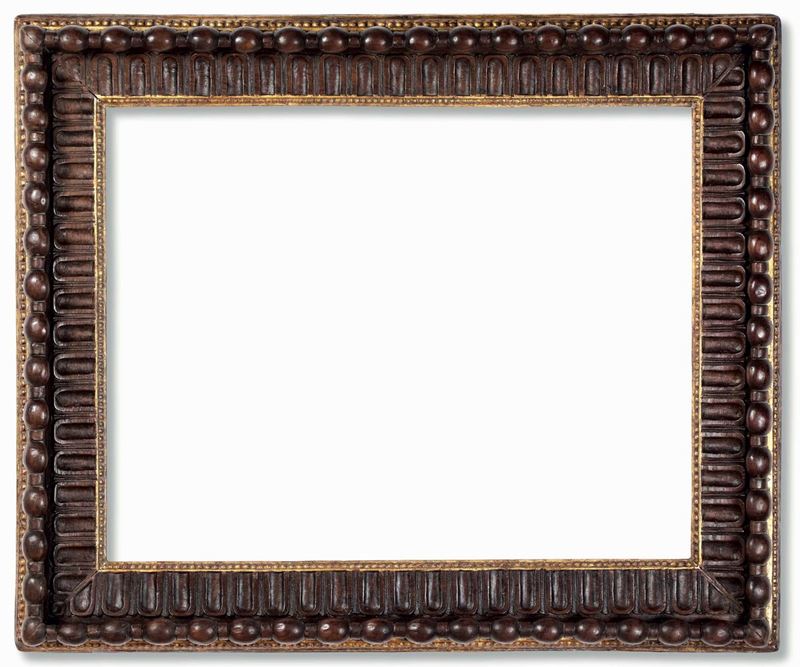 Cornice in legno intagliato con profili dorati. XVII secolo  - Auction Frames - Cambi Casa d'Aste