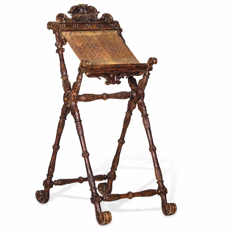 Leggio a rocchetto in legno intagliato. XVIII-XIX secolo  - Auction Antique - Cambi Casa d'Aste