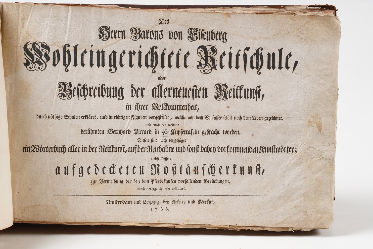 Volume Fw Eisenberg, Wohleingerichtete Reitschule Betfchreibung Der Allerneueften Reittunft...ams...