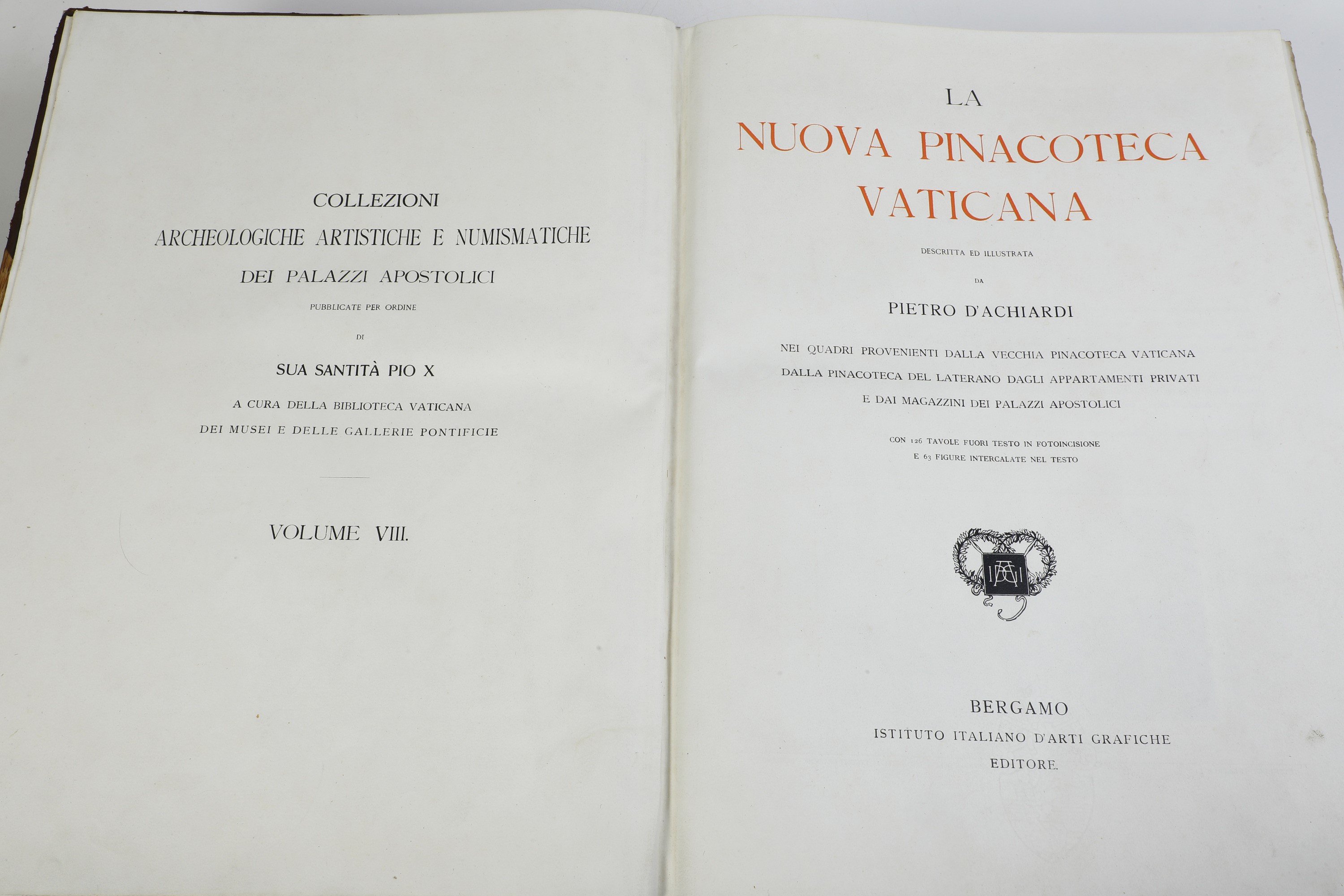 D'Achiardi, Pietro (1879-1940), La nuova Pinacoteca Vaticana, in-folio, Bergamo, 1914