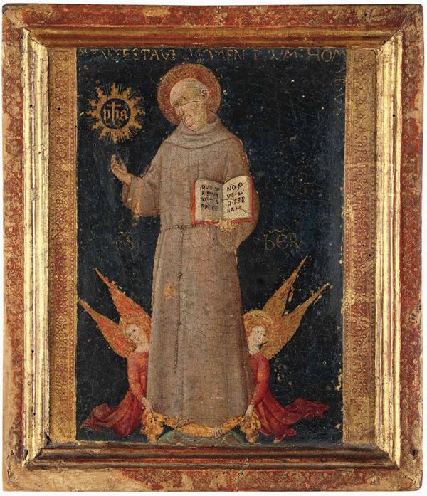 Sano di Pietro - San Bernardino da Siena sostenuto da due angeli