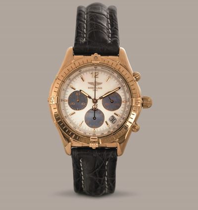 Breitling - Chrono Cockpit in Oro Giallo 18k, Quadrante in Madreperla con Contatori Azzurri, Movi...