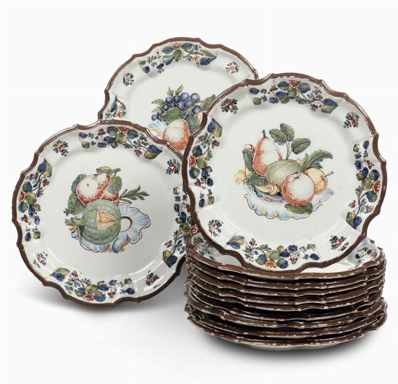 Dodici piatti Nove, Manifaturra di Pasquale Antonibon, 1750-1770   - Asta Maioliche e Porcellane - Cambi Casa d'Aste