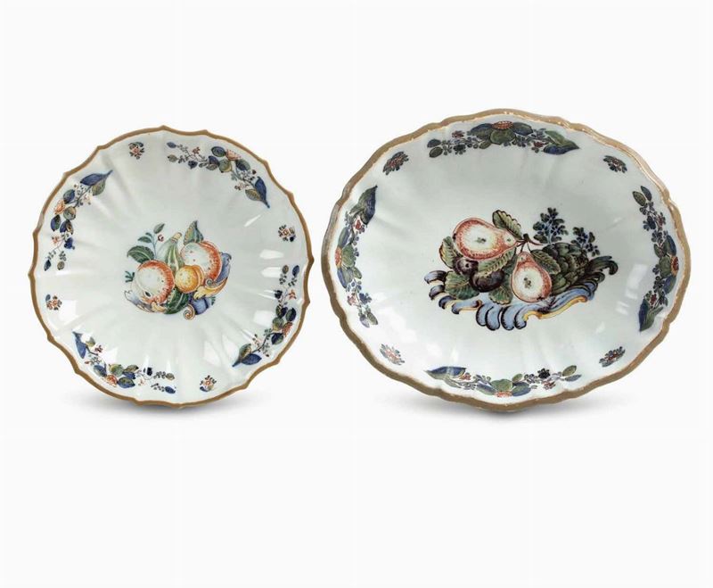 Bacinella rotonda e bacinella ovale Nove, Manifaturra di Pasquale Antonibon, 1750-1770  - Auction Majolica and Porcelain - Cambi Casa d'Aste