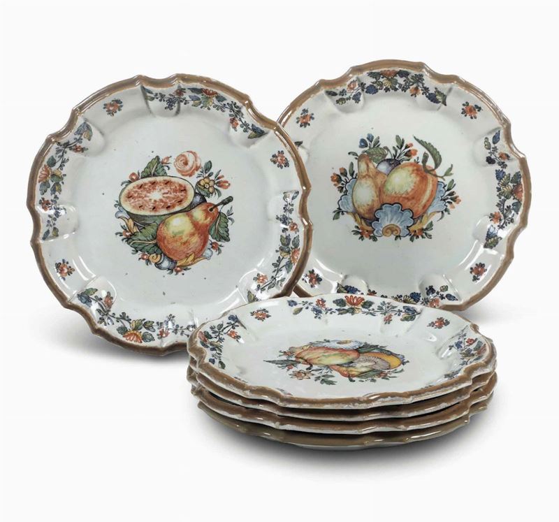 Cinque piatti  Nove, Manifaturra di Pasquale Antonibon, 1750-1770   - Asta Maioliche e Porcellane - Cambi Casa d'Aste