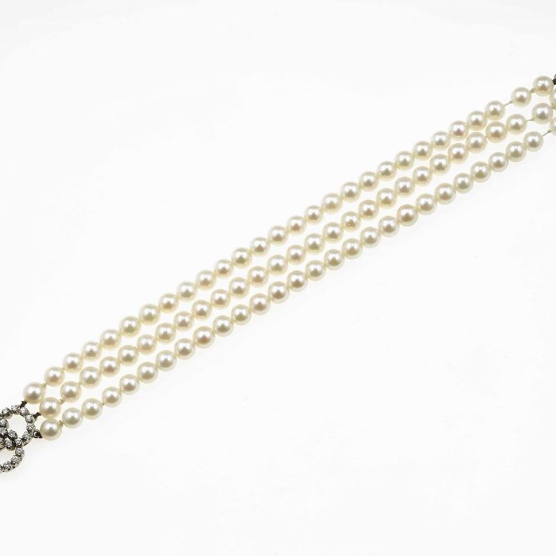 Cultured pearl and diamond bracelet  - Auction Jewels - Cambi Casa d'Aste