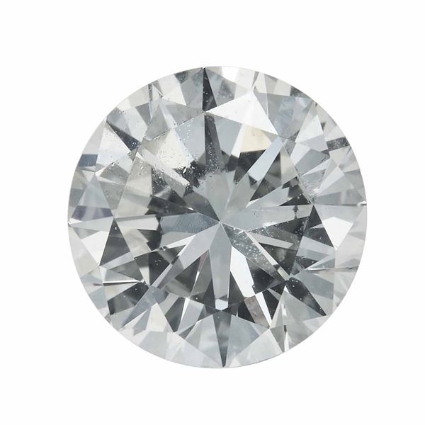 Diamante taglio brillante di ct 1.19, colore J, caratteristiche interne VVS2, fluorecenza UV media azzurra