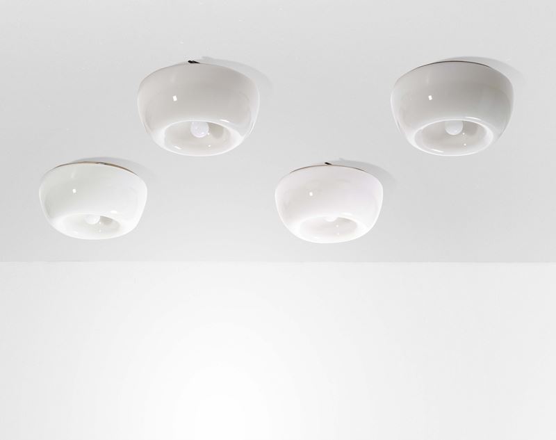 Achille e Piergiacomo Castiglioni : Quattro lampade a plafone mod. Vellela  - Asta Design Lab - Cambi Casa d'Aste
