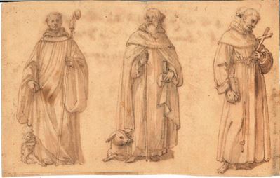 Scuola Toscana del XVI-XVII Secolo Studio per Figure di Santi