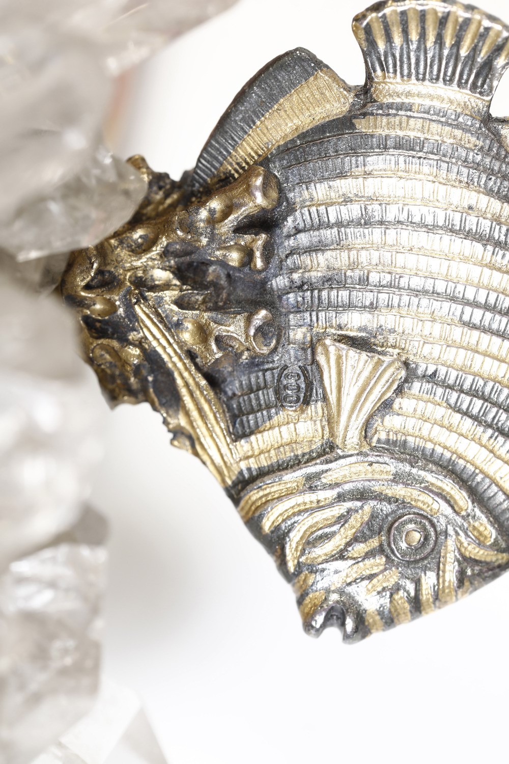 Argenteria Italiana del XX secolo, Quattro segnaposto animalier in quarzo e argento fuso