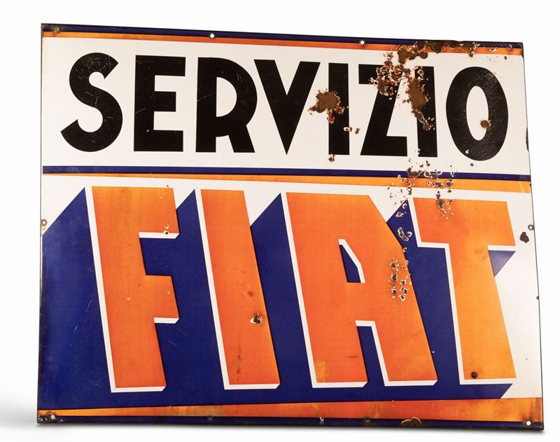 Servizio Fiat enameled sign  - Auction POP Culture and Vintage Posters - Cambi Casa d'Aste