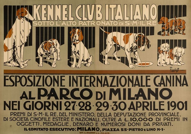 Franz Laskoff : Kennel Club Italiano- Esposizione Internazionale Canina Milano  - Asta POP Culture e Manifesti d'Epoca - Cambi Casa d'Aste