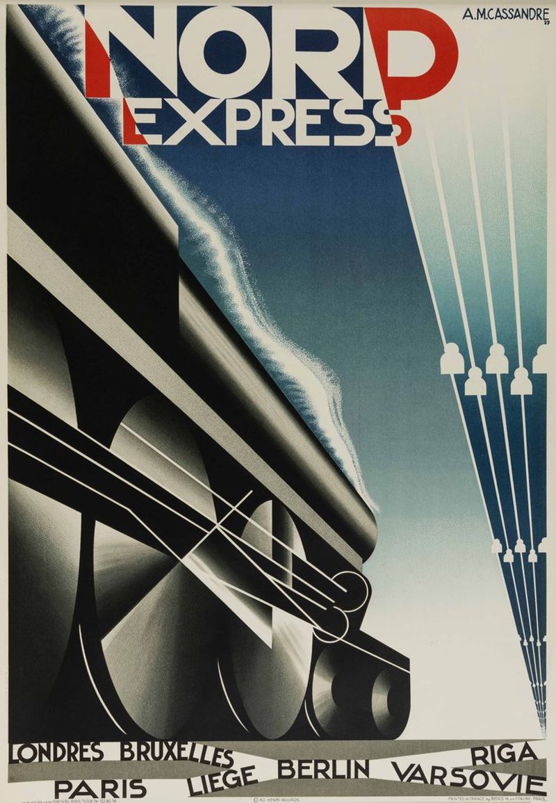 Adolphe Cassandre Mouron : Nord Express - 1980(1927).  - Asta POP Culture e Manifesti d'Epoca - Cambi Casa d'Aste
