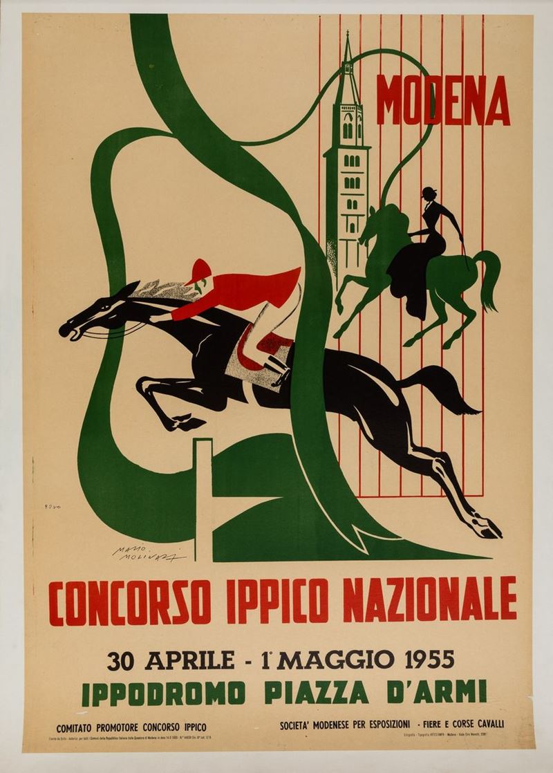 Mario Molinari : Concorso Ippico Nazionale Modena  - Auction POP Culture and Vintage Posters - Cambi Casa d'Aste
