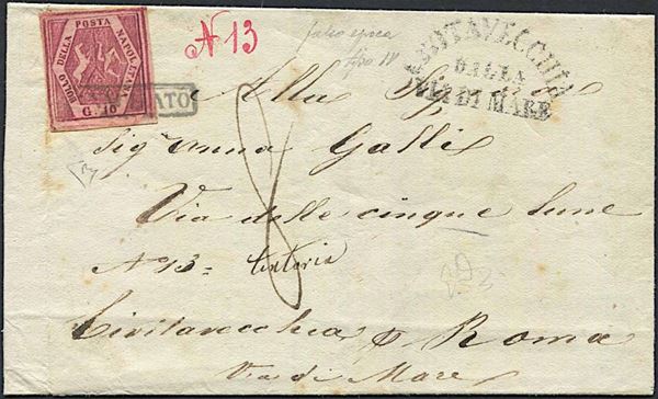 1860, Regno di Napoli, lettera da Napoli per Roma del 29 settembre 1860