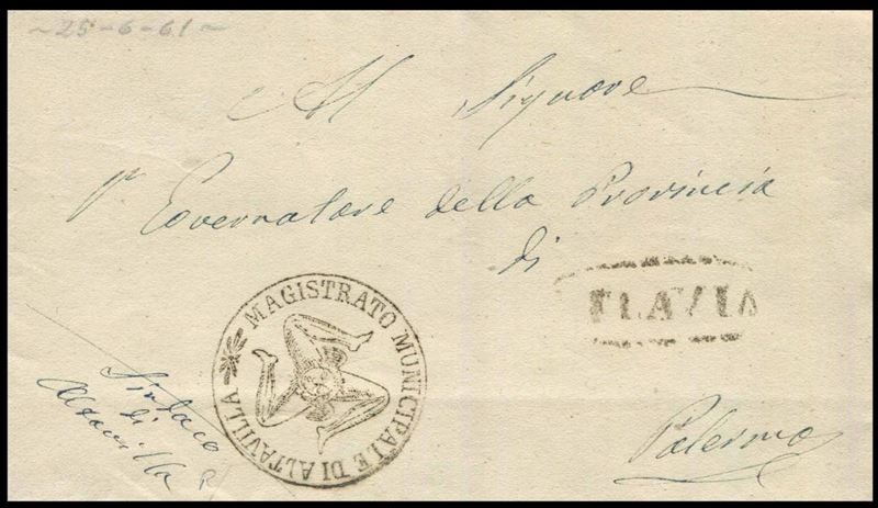1861, Sicilia, lettera da Altavilla per Palermo del 25 giugno 1861  - Asta Filatelia e Storia Postale - Cambi Casa d'Aste