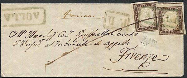 1859, Sardegna, lettera da Aulla per Firenze dell’agosto 1859