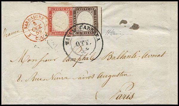 1859, Modena, lettera da Massa Carrara per Parigi del 2 ottobre 1859