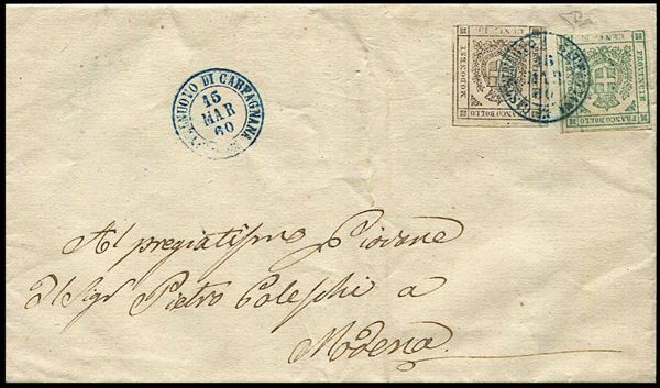 1860, Modena, lettera da Castelnuovo di Garfagnana per Modena del 15 marzo 1860