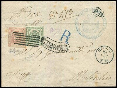 1860, Modena, Raccomandata da Reggio per Montecchio del 23 Gennaio 1860