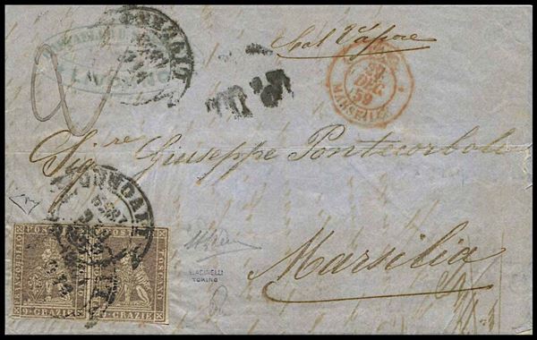 1859, Toscana, Lettera da Livorno per Marsiglia del 26 dicembre 1859
